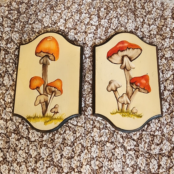 Vintage Other - Vintage Mushroom Hand Painted Mini Wall Hangings